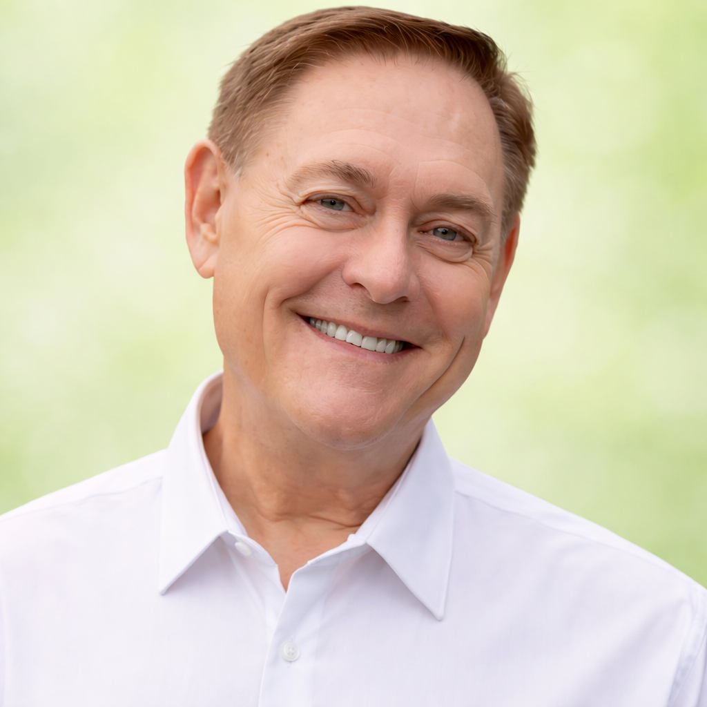 Headshot of Dr Steven Miller on green background